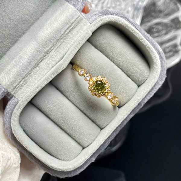 Colored Gemstone Vintage Open Ring（Green）